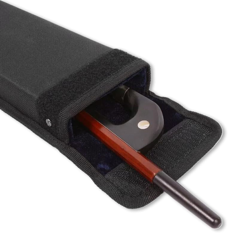 YoungMonic Upright Double Bass Bow Case - Black Nylon/Carbon Fiber - Holds 2 Bows - French or German Bows - Adjustable Shoulder Strap - Image 5